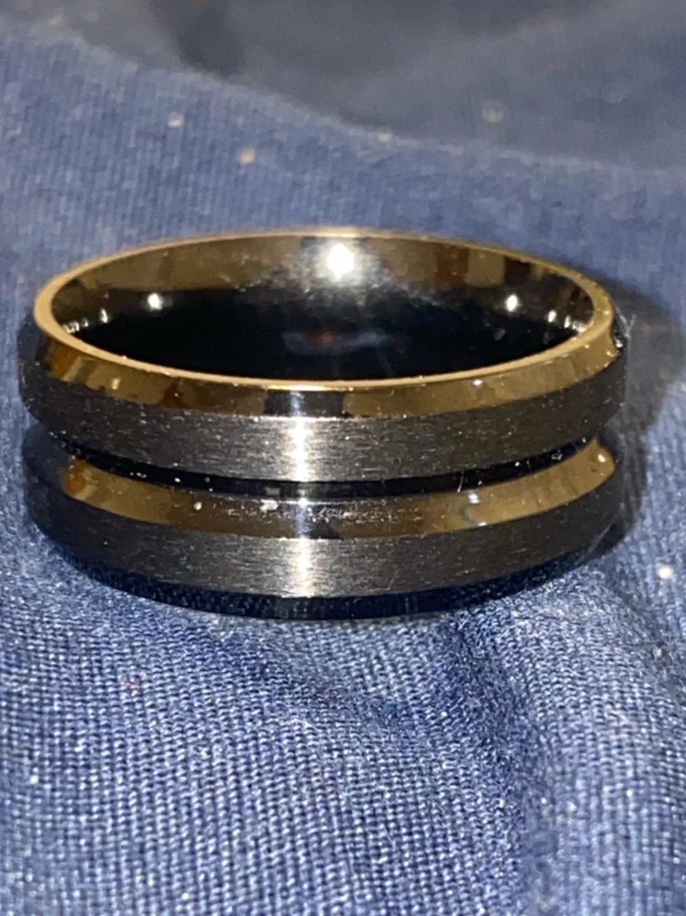 Men's Black Dual-Profile Stainless Ring - Modern Minimalist